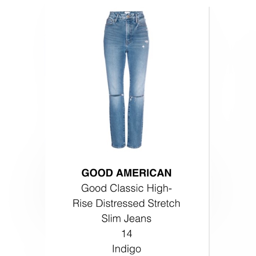 Good American Blue High Rise Slim Jeans